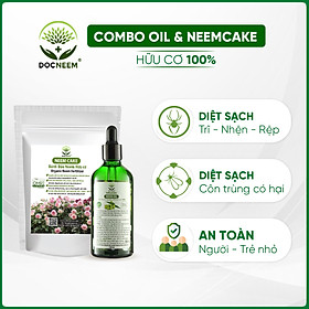 Mua Combo Dầu Neem và Bánh dầu Neem hữu cơ DOCNEEM trị sâu bệnh  sùng đất cuốn chiếu  kích rễ hoa hồng chai 100ml và túi 1kg