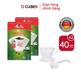 Phin lọc nhựa cà phê Melitta 1x2 Premium Clear + 02 hộp Giấy lọc Melitta 1x2- Nhập khẩu chính hãng 100% từ thương hiệu Melitta, Đức