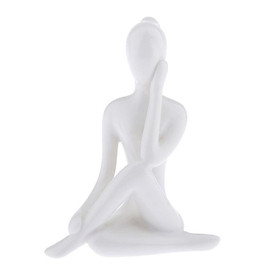 2- Ceramic Yoga Figure Ornament Statue Sculpture  Garden  Desk Decor