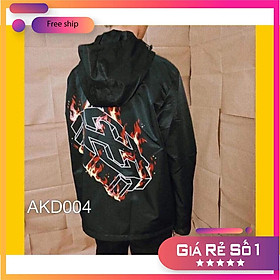 Áo khoác nam Dù 2 Lớp Có Nón Phối Khóa Sau Logo In Tay Mẫu Bán Chạy Nhất - M172