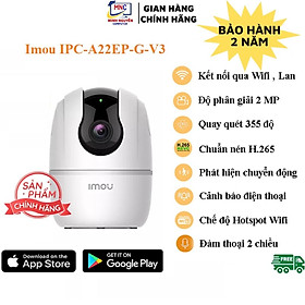 Camera WIFI trong nhà Imou IPC-A22EP-G-V3 - 2Mpx - Hàng Chính Hãng