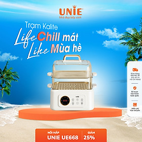 Nồi lẩu, hấp đa năng UNIE UE668, 8 chức năng, dung tích 10L, 2 tầng hấp, hấp gà nguyên con, hấp bên trên nấu bên dưới, Hàng chính hãng bảo hành 12 tháng