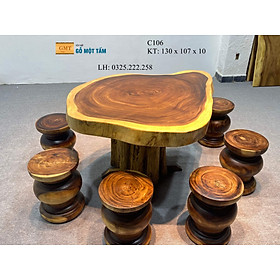 Mua Bàn Sân Vườn Gỗ Me Tây  Bàn Phòng Khách Gỗ Me Tây  Bàn Gỗ Me Tây Nguyên Tấm Dài 1 3m Rộng 1 07m Dày 10cm