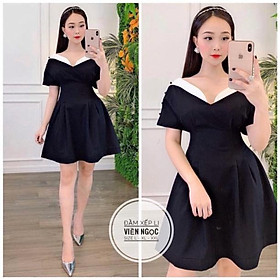 Bigsize 60-90KG Đầm xếp li viền n g ọ c vmart hàng Quảng Châu cao cấp chiết eo giấu bụng