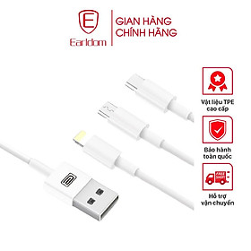 Mua Cáp Sạc 3 Đầu Chính Hãng Sạc Nhanh 3A EARLDOM IMC-018 Dài 1 2M TÍch Hợp 3 Đầu Type-C  Lightning  Micro | Hàng Chính HÃng