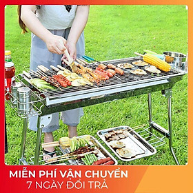 Mua Bếp nướng BBQ Bếp nướng than hoa ngoài trời có thể gấp gọn Chất liệu inox không gỉ chân cao kèm phụ kiện