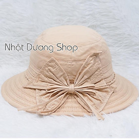 Nón bo vành rộng 7cm mũ tai bèo vành tròn gắn nơ rích rắc- Chất liệu cotton cao cấp phù hợp cho các bạn nữ.