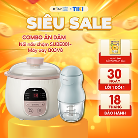 Combo Nồi Nấu Chậm 0,8L SUBE001 + Máy Xay Ăn Dặm 0,3L B03V2 cháo, chưng yến dinh dưỡng, tiện dụng - Hàng Chính Hãng