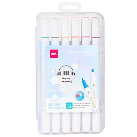 Hộp Bút 12 Màu Deli Sketch Marker - Phiên Bản Sơn Tùng M-TP Giới Hạn - Deli C185-12