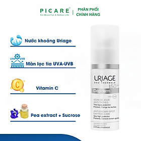 Uriage Depiderm SPF50 Soin De Jour Anti-Taches: Kem Trắng Da, Chống Nắng Ban Ngày 30ml