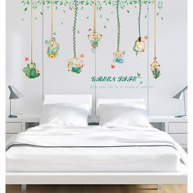 Mua Decal giấy dán tường giỏ hoa xương rồng XC9059