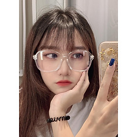 Kính Gọng Nhựa Mắt Tròn Cube Thời Trang Thay Được Mắt Cận Màu Trắng