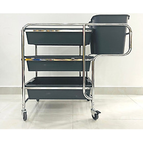 Mua Xe đẩy thu dọn bát đĩa HiClean HC167 - 3 tầng  khung inox  màu xám