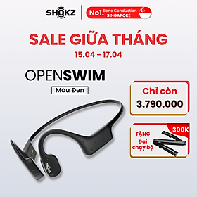 Tai Nghe Thể Thao Bơi Lội SHOKZ OPENSWIM - Truyền âm thanh qua xương Chống nước IP68 - Dung lượng lưu trữ 4GB cho 1200 bài hát - Hàng Chính Hãng - Màu đen