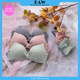 Áo lót không gọng nâng ngực cao cấp, Áo lót nhún nơ thông hơi không gọng sexy thương hiệu BAW TN741 - Xanh - 36