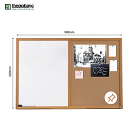 Bảng Combo Ghim Lie - Trắng Melamin - KT 60x90cm - Bảng Tân Hà - Khung Gỗ Nâu/Đen