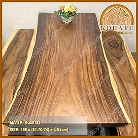 Mua Bộ bàn K3 gỗ me tây nguyên tấm  bàn ăn + 2 băng ghế  mặt gỗ me tây + chân sắt hộp sơn 2k