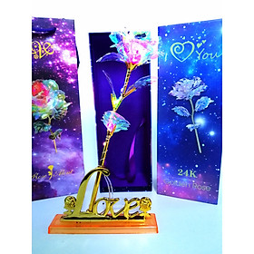 Quà 8/3 Cho Mẹ , Cho Vợ , Cho Bạn Gái Ý Nghĩa - (phiên bản giới hạn) Hoa Hồng Galaxy Phát Sáng Đế Chữ Love Có Đèn Led
