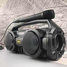 Hình ảnh Loa Kẹo Kéo Kimiso KM-S1 (Đen) Tặng Kèm 1 Mic Hát Có Dây Cắm Trực Tiếp, Có 2 Loa Super Bass Không Dây, Đèn Led Sống Động - Hàng nhập khẩu