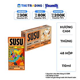 Sữa chua uống hương cam Vinamilk Susu - Thùng 48 hộp 110ml.