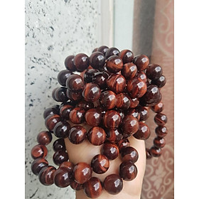 Vòng đá mắt hổ tự nhiên Đỏ Nâu Bóng Đẹp nam mệnh Hỏa, Mệnh Thổ size 16mm