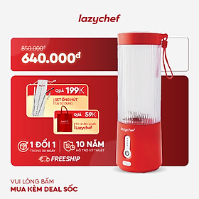 Máy xay cầm tay 3in1 sạc pin tiện lợi lazychef - máy xay đa năng sạc điện, máy xay sinh tố trái cây, máy xay cầm tay, hàng chính hãng
