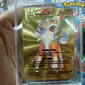 Lycanroc VAZAX 206 203 thẻ pokemon nhôm mạ vàng sói hoan dại siêu cấp Tặng kèm bảo vệ thẻ 1459 d24 1-39