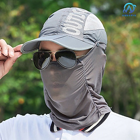 Mũ Nón Chống Nắng Ninja Fullface Kèm Khẩu Trang Lưới Vải Co Giãn Thoáng Khí Có Thể Gấp Gọn Đi Phượt Dã Ngoại Câu Cá Unisex - Xám
