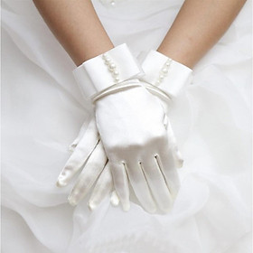 Găng tay cô dâu phi bóng đính nơ lớn hạt trai Giangpkc SP2214265 Phụ kiện cưới Giang
