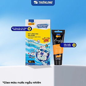 Bút Lông Màu Thiên Long Fiber Pen Washable SWM-C006 - 36 Màu- Viết Được Nét Mảnh Nét To- Mực rửa được