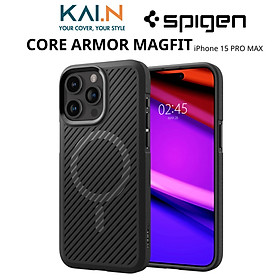 Ốp Lưng Spigen Hỗ Trợ Sạc Từ Tính MAGFIT Dành Cho iPhone 15 Pro Max, SPIGEN CORE ARMOR MAGFIT - HÀNG CHÍNH HÃNG
