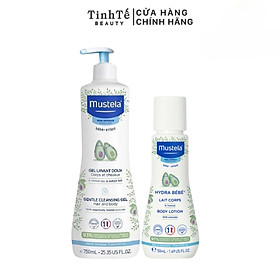 Combo Sữa tắm gội cho em bé da thường Mustela Gentle Cleansing Gel+Kem