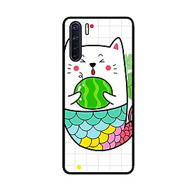 Ốp Lưng in cho Oppo A91 Mẫu Mèo Cá Ôm Dưa Hấu - Hàng Chính Hãng