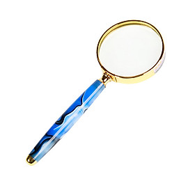 Kính lúp cầm tay tay cầm hoa văn đá mã não hỗ trợ soi vi mạch đa năng 10X ( Tặng kèm đèn pin cơ mini bóp tay không sử dụng pin ) 