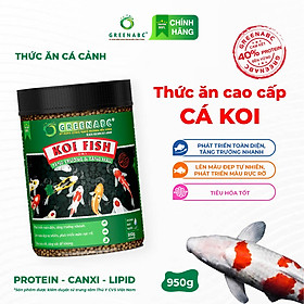 Thức ăn Cá Koi GREENABC - Koi Fish - Protein 40 tăng size, tăng màu, tiêu hóa tốt - Hộp 950g