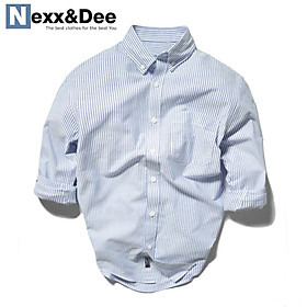 Hình ảnh Áo sơ mi nam tay dài kẻ sọc nhỏ vải oxford denim công sở SM06