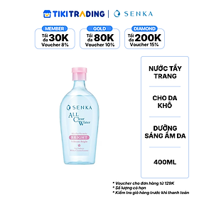 Nước Tẩy Trang Senka Micellar Dưỡng Sáng Cấp Ẩm Senka A.L.L Clear Water Bright N 400ML