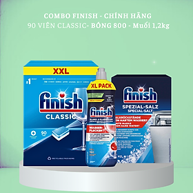 Combo 100 viên rửa bát Finish + 1.5kg Muối rửa chén finish + Nước bóng Finish 750ml