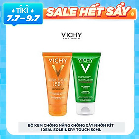 Bộ Kem Chống Nắng Không Gây Nhờn Rít Vichy Ideal Soleil Dry Touch 50Ml Và Gel Rửa Mặt Normaderm Phytosolution 50Ml