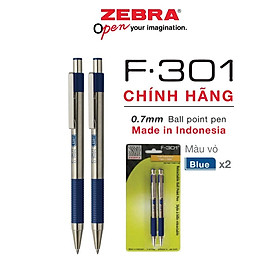 Combo 2 cây viết bi bấm F301 0.7mm - Zebra - mực xanh