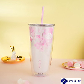 Mua Ly Nhựa 2 Lớp LocknLock Double Wall Cold Cup Cherry Blossom 750ml HAP509WHT - Màu