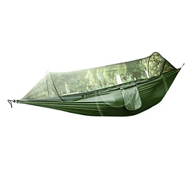Outdoor Portable Single Camping Hammock with Removable Mosquito Bug Net and Tree Straps, 98x47 Inches