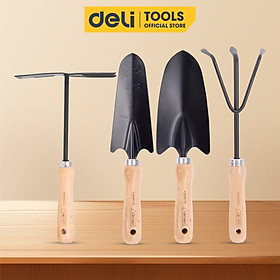 Mua Bộ Dụng Cụ Làm Vườn 4 Món Cán Gỗ Chính Hãng DELI TOOLS - Xẻng  Quốc  Cào Đa Năng - Chất Liệu Cao Cấp  Chắc Chắn