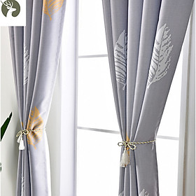 Mua RÈM TREO CỬA NHIỀU HỌA TIẾT CHIỀU CAO 2M (NHIỀU KÍCH THƯỚC  VẢI DÀY ĐẸP ) MẪU LÁ NỀN XÁM