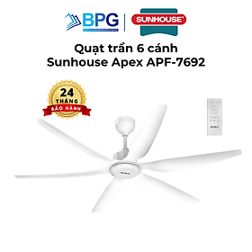 Mua Quạt trần Sunhouse Apex 6 cánh APF-7692  công suất 57W  cánh quạt 3D sải rộng  có điều khiển từ xa  Hàng chính hãng