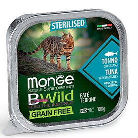 Pate cho mèo MONGE BWILD - Terrine Sterilised Tuna With Vegetables (vị Cá ngừ và rau) 100gr