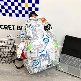 Balo Nam Và Nữ Thời Trang graffiti cá tính, ngầu, cá tính - Ba Lô Đi Học - Chơi Du Lịch, Đựng Vừa Laptop