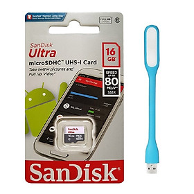 Mua Thẻ Nhớ Micro SDHC SanDisk UHS-1 16GB Class 10 - 80MB/s - Hàng Chính Hãng + Tặng đèn Led