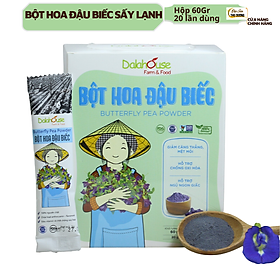 Bột HOA ĐẬU BIẾC hữu cơ sấy lạnh Dalahouse - Hộp 20 gói 3gr tiện lợi - Giảm căng thẳng mệt mỏi, hỗ trợ chống ô xy hóa, tốt cho mắt và giúp cho giấc ngủ sâu 