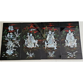 Hàng loại 1- Tranh sơn mài bộ 4 tấm Phúc Lộc Thọ 60x120 cm cẩn ốc chìm đẹp trang trí, làm quà tặng ý nghĩa